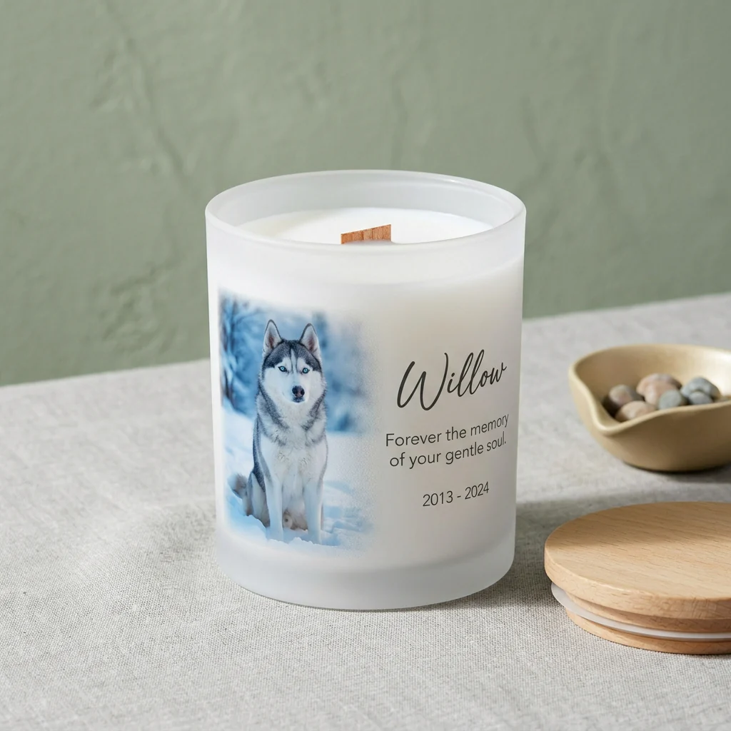 Pet Portrait Candle: For the face that brings them back into the room.